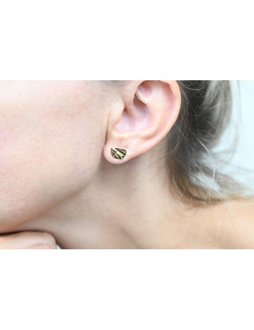 Boucles d'oreilles grand éclats demi-ronds froissés - Or Jaune ou Or Blanc 375 millièmes (9 Carats)