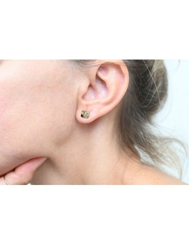 Boucles d’oreilles carrés texturé - Or jaune ou blanc 375 millièmes (9 carats)