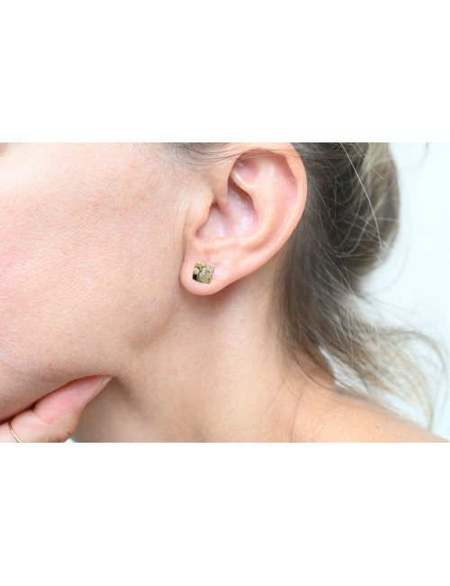 Boucles d’oreilles carrés texturé - Or jaune ou blanc 375 millièmes (9 carats)