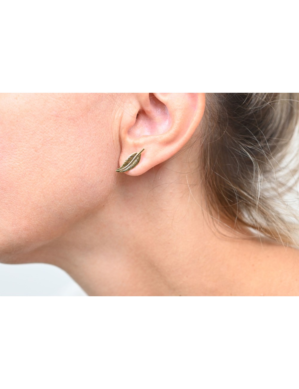 Boucles d’oreilles grande plume fine dorée - Or Jaune ou Or Blanc 375 millièmes (9 Carats)