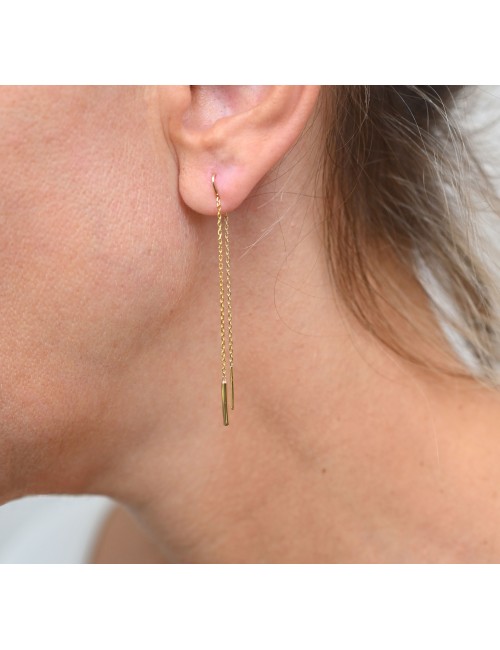 Boucles d’oreilles ligne suspendue – Or jaune ou blanc 375 millièmes (9 carats)