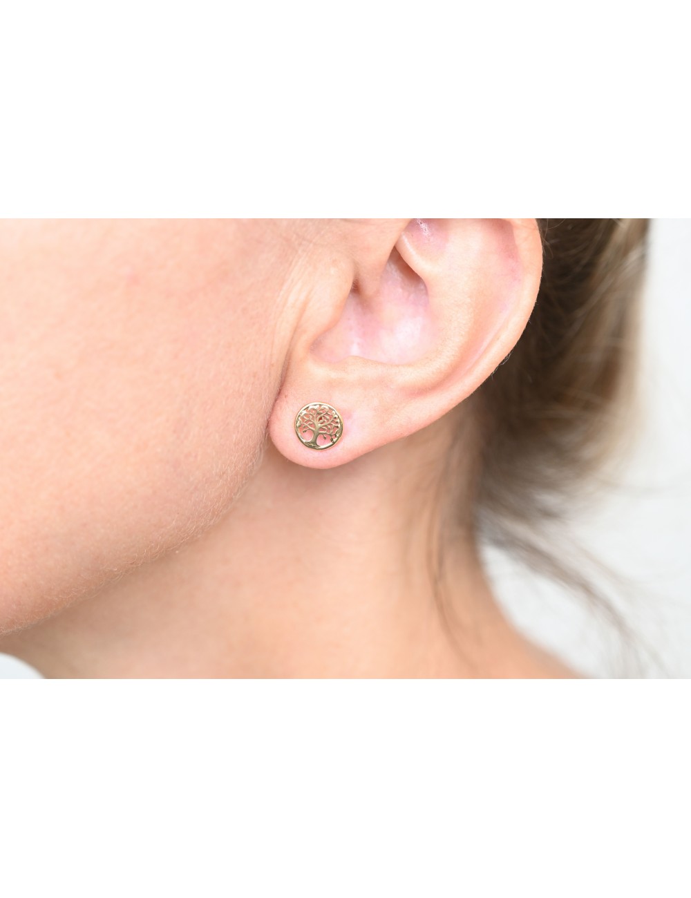 Boucles d'oreilles arbre de vie doré - Or Jaune ou Or Blanc 375 millièmes (9 Carats)