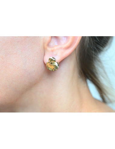 Boucles d'oreilles éclats froissés en demi-rond - Or Jaune ou Or Blanc 375 millièmes (9 Carats)