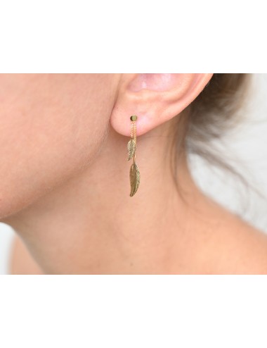 Boucles d’oreilles double plume d’Or - Or Jaune ou Or Blanc 375 millièmes (9 Carats)