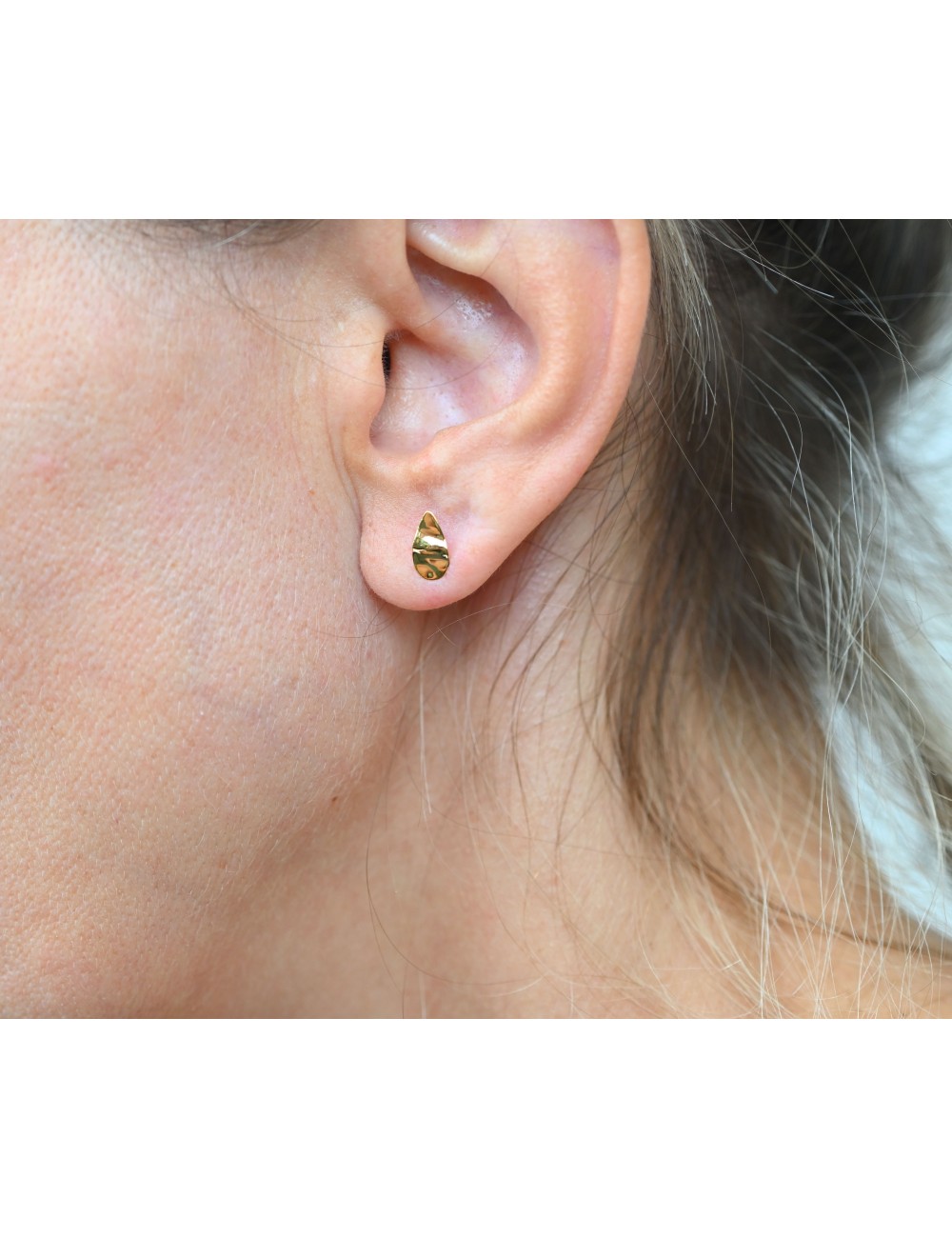 Boucles d'oreilles gouttes sculptées froissées - Or Jaune ou Or Blanc 375 millièmes (9 Carats)