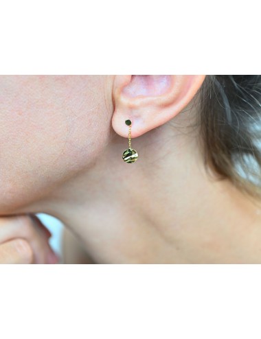 Boucles d’oreilles rond d’Or froissé tombant - Or jaune ou blanc 375 millièmes (9 carats)