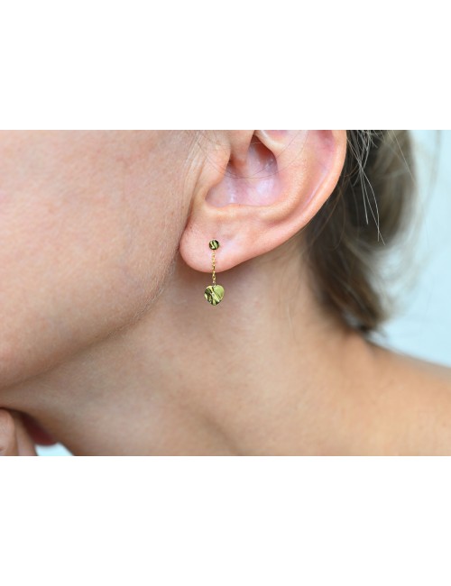Boucle d'oreille cœur d'Or suspendu - Or Jaune ou Or Blanc 375 millièmes (9 Carats)