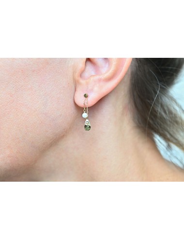 Boucles d’oreilles la goutte froissée et sa perle d'eau douce - Or Jaune ou Or Blanc 375 millièmes  (9 Carats)