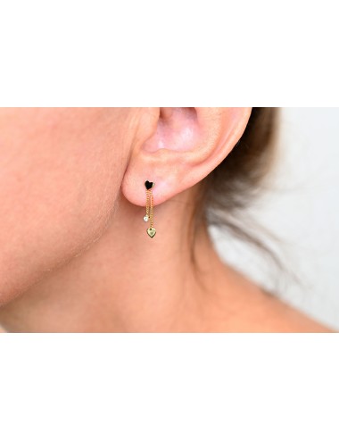 Boucles d’oreilles cœur en chute et son diamant de laboratoire - Or Jaune ou Or Blanc 375 millièmes (9 Carats)