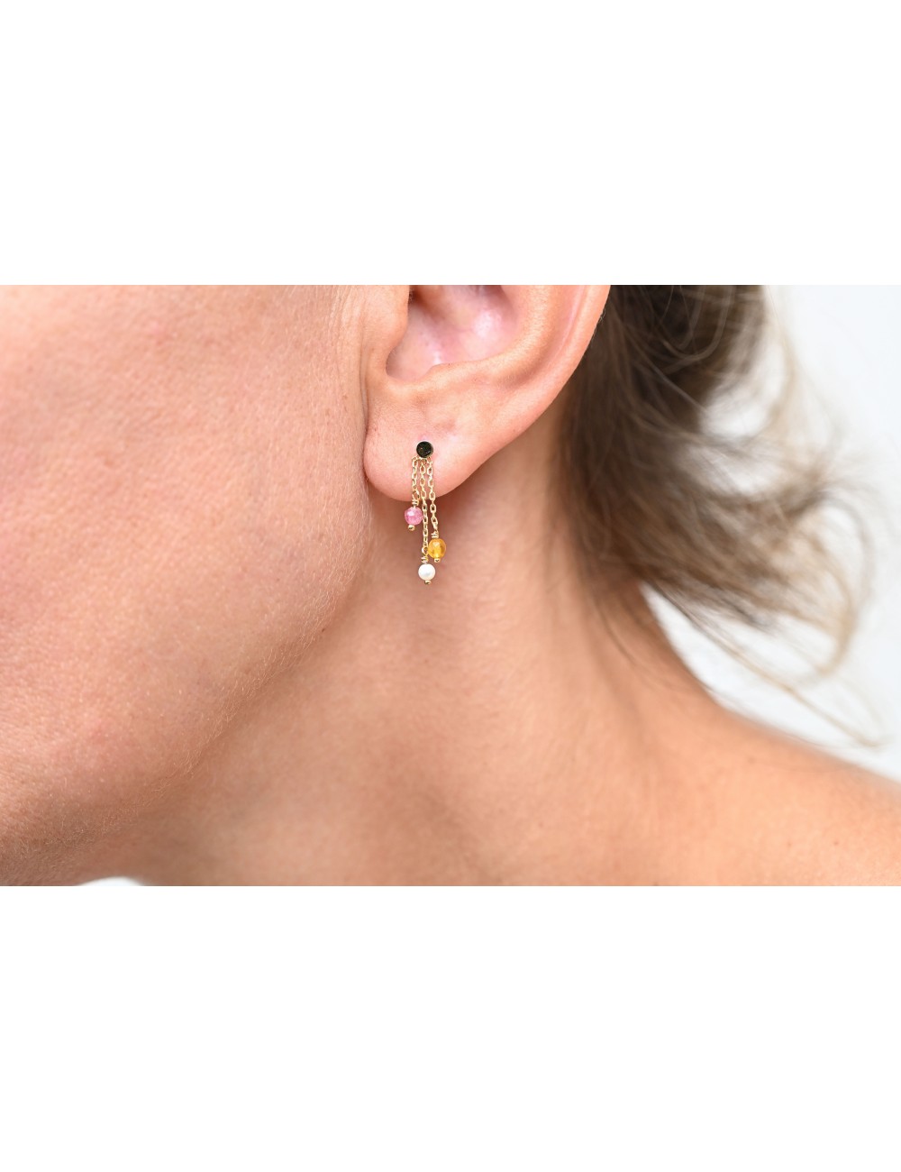 Boucles d’oreilles trio précieux - Or jaune 750 millièmes (18 carats)