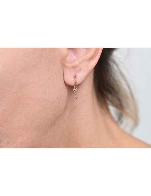 Boucles d'oreilles ornées de 2 boules en Or - Or Jaune 750 millièmes (18 carats)