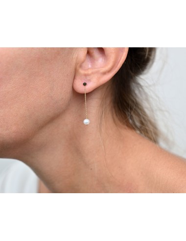 Boucles d’oreilles pendantes nacrée - Or jaune ou rose 750 millièmes (18 carats)