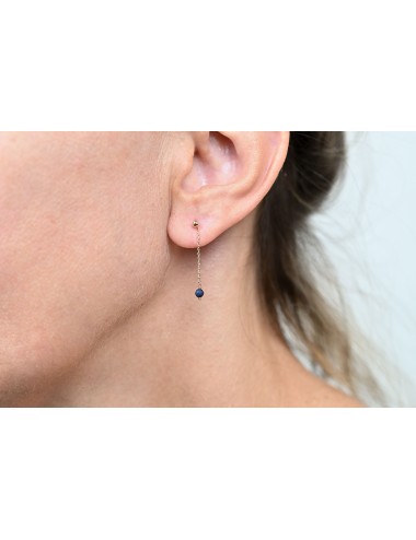 Boucles d’oreilles saphirs en suspension - Or jaune 750 millièmes (18 carats)
