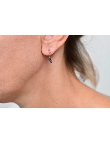 Boucles d’oreilles double saphirs en suspension - Or jaune 750 millièmes (18 carats)