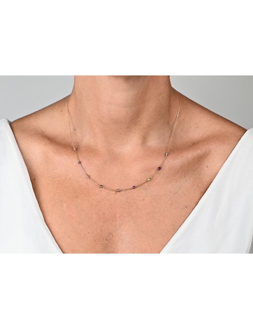 Collier Or & pierres fines - Or Jaune 750 millièmes (18 Carats)