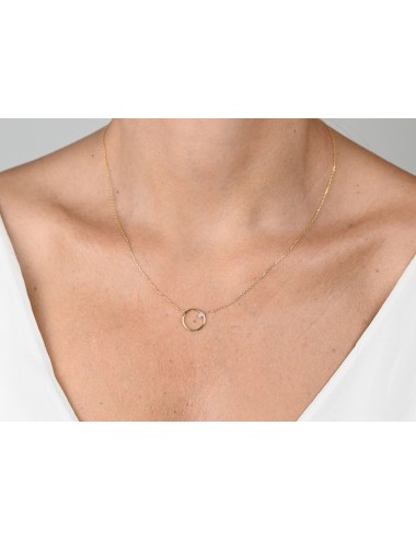 Collier petit cercle en Or et son diamant - Or Jaune 750 millièmes (18 Carats)