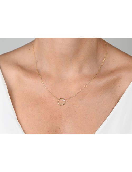 Collier petit cercle en Or et son diamant - Or Jaune 750 millièmes (18 Carats)