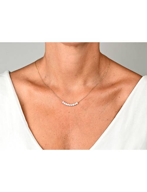 Collier simplicité nacrée - Or Jaune ou Or Blanc 375 millièmes (9 Carats)