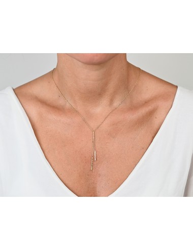 Collier Y texturé grunge - Or Jaune ou Or Blanc 375 millièmes (9 Carats)