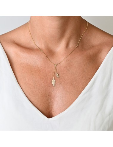Collier plumes suspendues - Or jaune ou blanc 375 millièmes (9 carats)