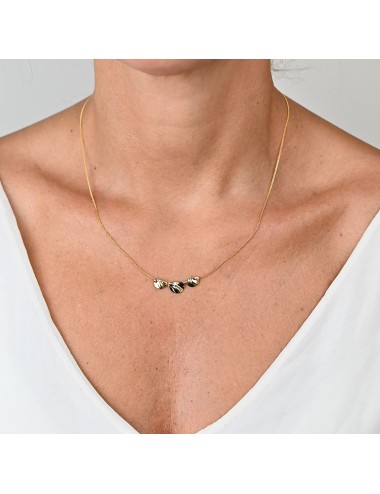 Collier trio de reflets froissés - Or Jaune ou Or Blanc 375 millièmes (9 Carats)