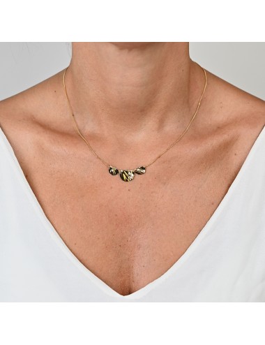 Collier grand trio de reflets froissés - Or jaune ou blanc 375 millièmes (9 carats)