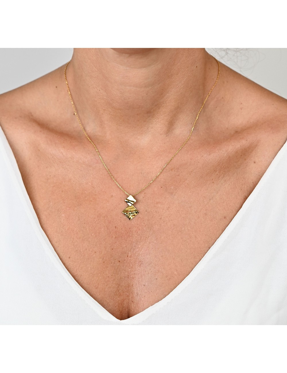 Collier reflet carré brisé - Or Jaune ou Or Blanc 375 millièmes (9 Carats)