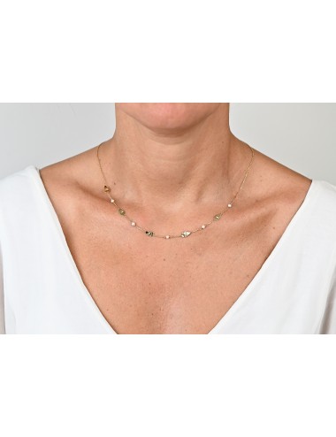 Collier harmonie nacrée et froissée - Or jaune ou blanc 375 millièmes (9 carats)