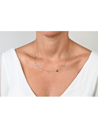 Collier sept battements froissés - Or jaune ou blanc 375 millièmes (9 carats)