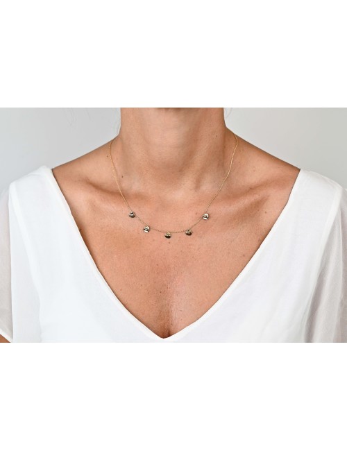 Collier ballade de coeurs froissés - Or jaune ou blanc 375 millièmes (9 carats)
