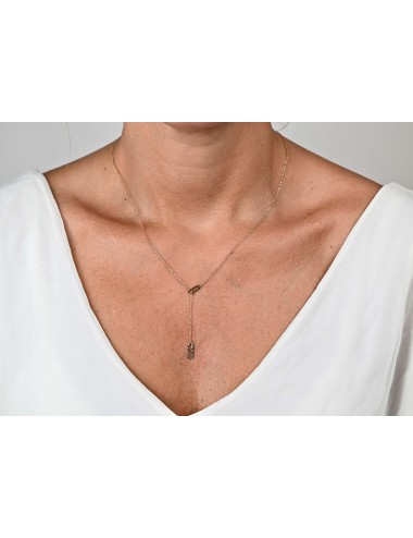 Collier pistes organiques en Y - Or jaune ou blanc 375 millièmes (9 carats)