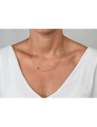 Collier mélodie nacrée petit modèle - Or jaune ou blanc 375 millièmes (9 carats)