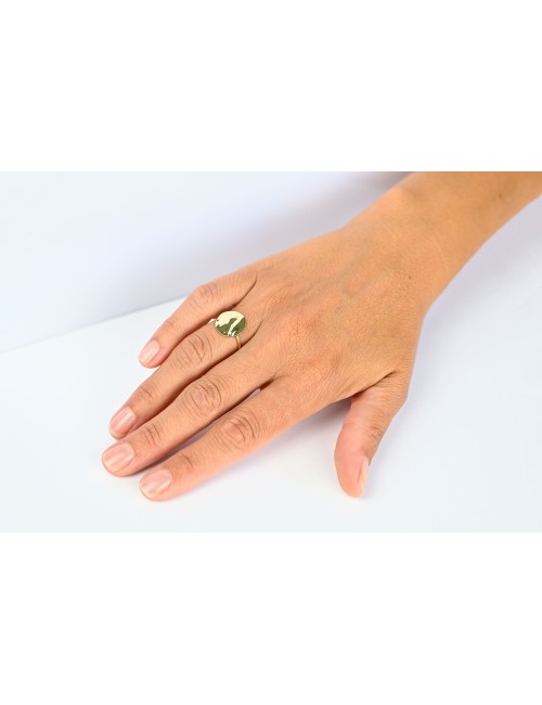 Bague grand cercle d’or froissé - Or jaune ou blanc 375 millièmes (9 carats)