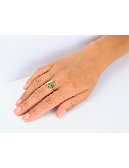 Bague rond sauvage grungé grand modèle - Or jaune ou blanc 375 millièmes (9 carats)