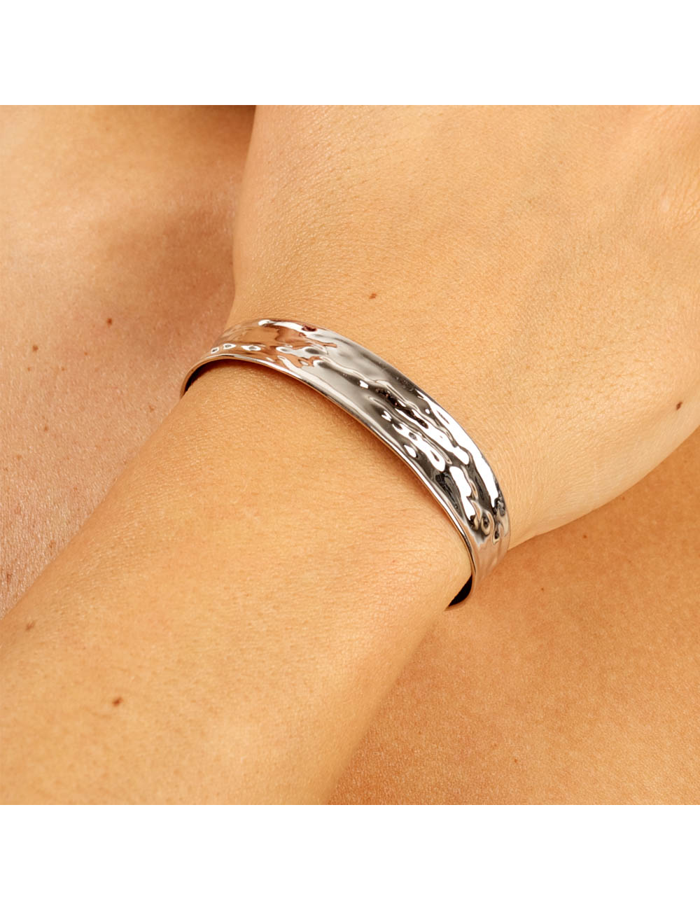 Bracelet flux solaire en jonc froissé - Or Jaune ou Or Blanc 375 millièmes (9 Carats)