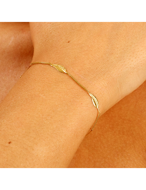 Bracelets souffle de cinq plumes d'Or - Or Jaune ou Or Blanc 375 millièmes (9 Carats)