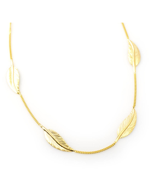 Collier grandes plumes - Or Jaune, Blanc ou Bicolore 375 millièmes (9 Carats)